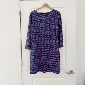 Melly M Chain Print Long Sleeve Jersey Stretch Dress Classic Preppy Golf XXL